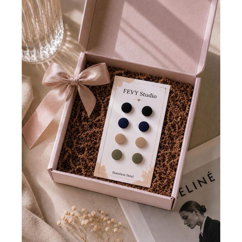 Polymer Clay Stud Earrings Set | Neutral Studs | Stainless Steel Posts Gift